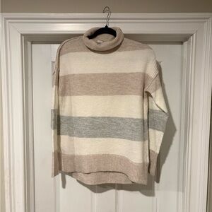 GAP Women's Striped Cowl Neck Sweater - Cream, Gray, Tan